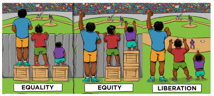 Image result for equality equity liberation cartoon